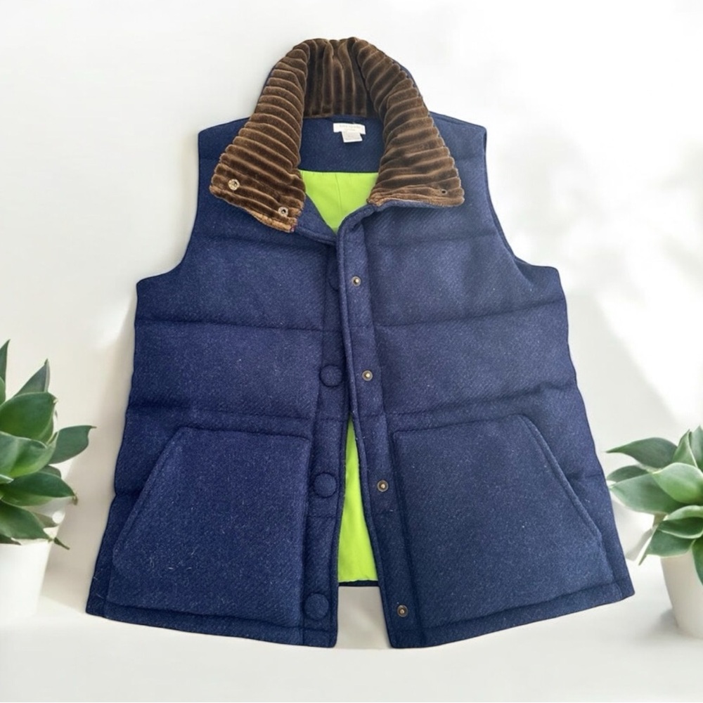Kate Spade Navy Blue Vest with Brown Collar